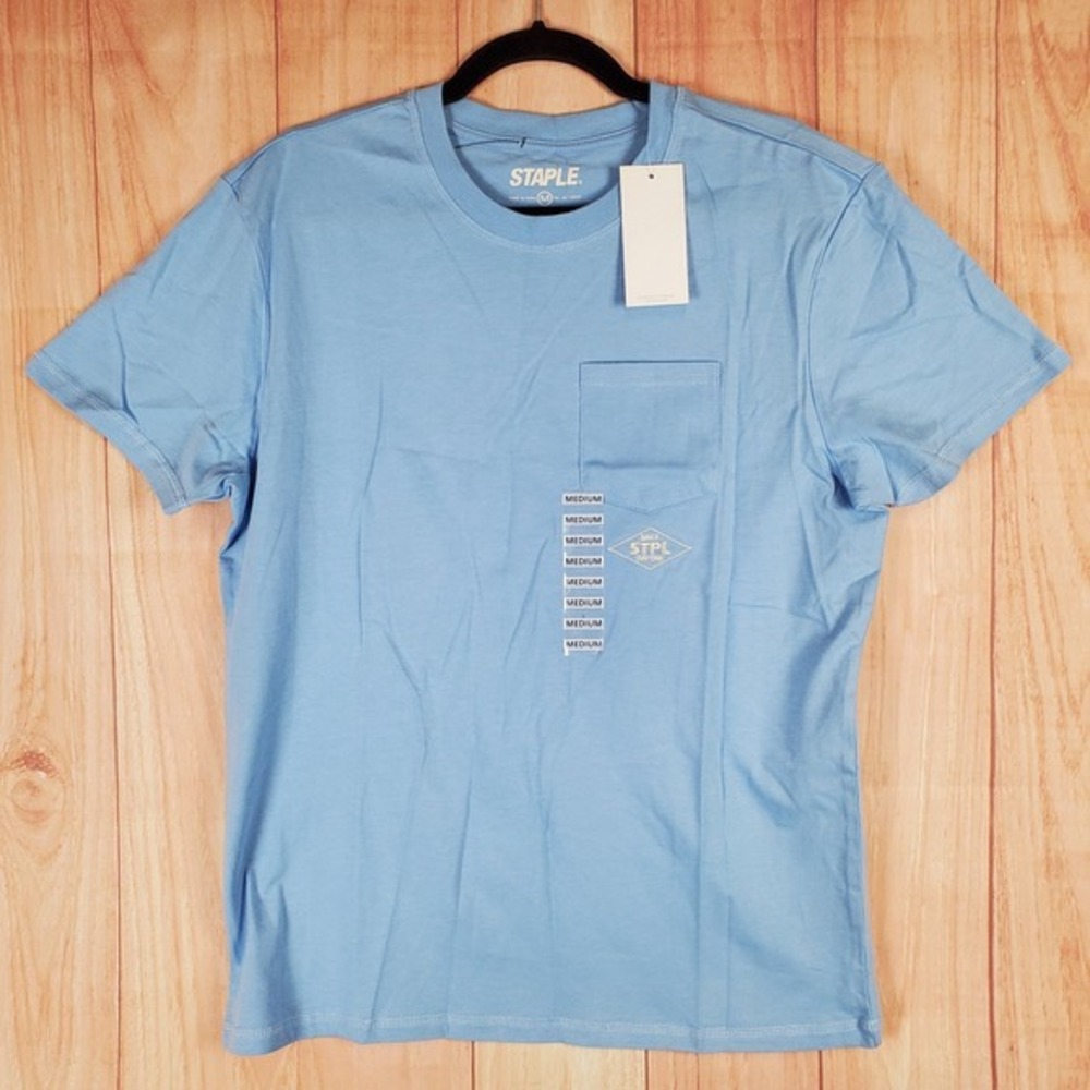 Staple T Shirt Mens Medium Light Blue Cotton Logo‎ Crew Neck Casual Streetwear